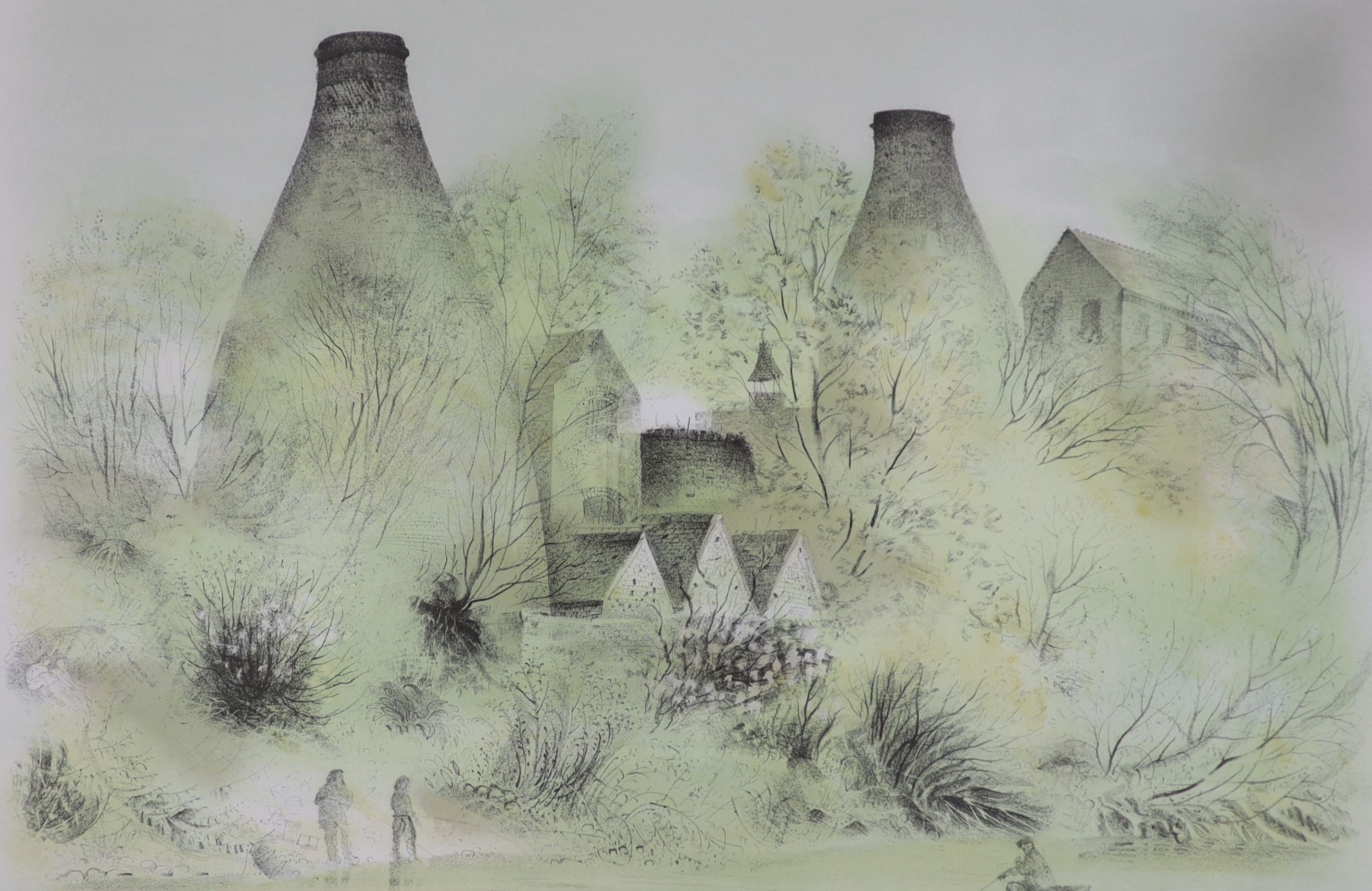 David Gentleman, lithograph, 'Coal Port Ovens', signed in pencil, 173/240, 43 x 55cm and Valerie Thornton limited edition print, 46 x 57cm